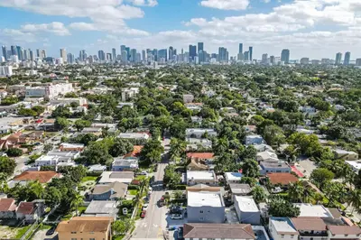 an aerial view of a city with a city skyline at Magical 2 BR Apartment 5 mins to Brickell Best Area in Miami in Miami