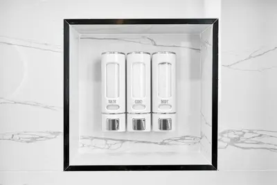 a framed picture of a box withapes ofiazepines at Stylish Modern Home near Wynwood & Design District in Miami