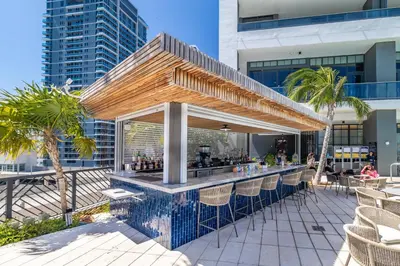 a bar on the rooftop of a building at Wonderful 1 Bed - Amazing views in Miami