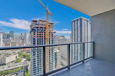 a balcony with a view of a city at New 2-Bdrm Downtown Miami Apartment with Bay Vista in Miami