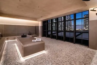 a room with a large window with a view of the city at New unit 28th Floor with Unbeatable Bayside Views in Miami