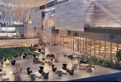 a rendering of a lobby with chairs and plants at Anselmo Brickell Apartments in Miami