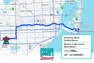 a map of the route of the seafort upgrade at Casa Santorini - Big Pool - Barbacoa - Fun and Relax in Miami