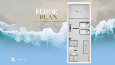 a floor plan of a house by the ocean at Lovely Studio with Amazing Views & Pool in Hallandale Beach