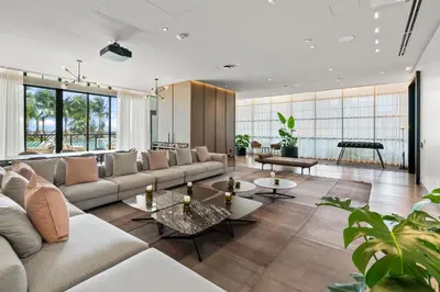 a living room with a couch and a table at NEW 28th Floor unit - Breathtaking Bay and Downtown Views in Miami