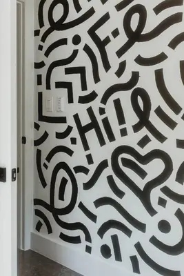 a wall with a black and white pattern on it at Miami Oasis - Unit A in Miami