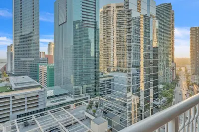 a view of a city skyline with tall buildings at Cozy 1 Bedroom Apt in The Heart of Brickell in Miami