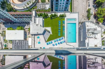 an aerial view of a building in a city at Great 3 beds 3 baths Appartment Downtown Miami in Miami
