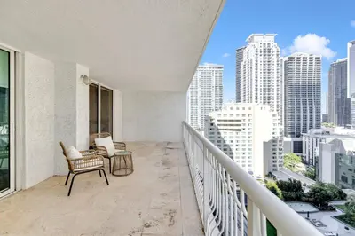 a balcony with a view of a city at Luxury Miami Brickell Stay-Bay View in Miami