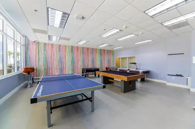 a room with two ping pong tables in it at Modern Brickell Condo with Prime City Views in Miami