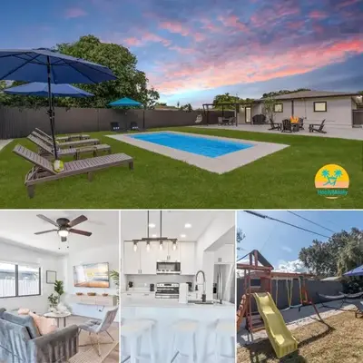 Near Beach Family Escape Heated Pool Fire Pit BBQ