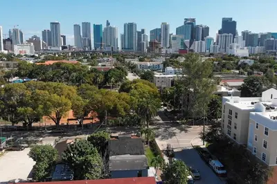 an aerial view of a city skyline with tall buildings at Prestige Brickell Miami Suite in Miami