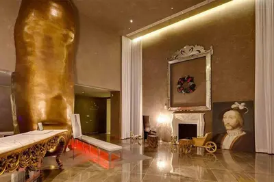 a large living room with a statue of a woman at Charming Ocean View 2BR 1BA ICON Brickell in Miami