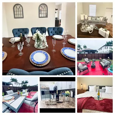 a collage of photos of a dining room and living room at Lujosa Y Acogedora Casa En Miami! in Tamiami