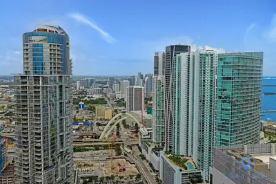an aerial view of a city with tall buildings at Best Stay - City Views Gym & Pool in Miami