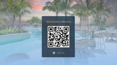 a qr code sign sitting next to a pool at Best Stay - City Views Gym & Pool in Miami
