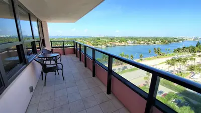a balcony with a view of a river at Alexander 1420 in Miami Beach