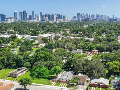 an aerial view of a city with a city skyline at Hidden Gem Studio Near Wynwood & Beaches in Miami