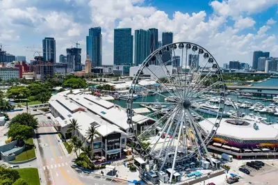 a ferris wheel in front of a city at Hidden Gem Studio Near Wynwood & Beaches in Miami