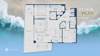 a floor plan of a house by the ocean at Miami Escape Views & Amenities in Hollywood