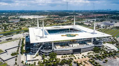 an aerial view of a baseball stadium with a building at HavanaDolphinsluxury 2PPL TopLocation Parking Pets in Hollywood Ridge Farms
