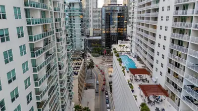 an aerial view of a city with tall buildings at Relax and stunning view 20th Floor Views in Miami