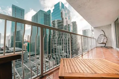 a balcony with a view of a city skyline at Relax and stunning view 20th Floor Views in Miami