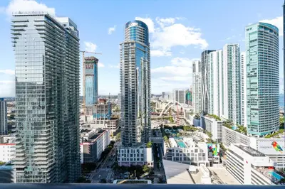 a view of a city with tall buildings at Luxury 2-Bdrm Condo in the Heart of Downtown Miami in Miami
