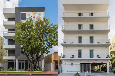 a building with a tree in front of it at Apto 2Q Estiloso a 5min da Praia de South Beach in Miami Beach