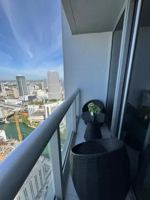 a balcony with a vase with a plant on it at Luxury Unit W Residences Brickell in Miami