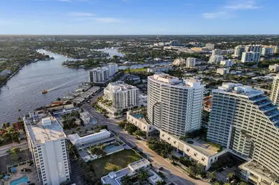 an aerial view of a city with a river and buildings at WVR Vacation Residences 2306 in Fort Lauderdale