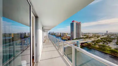 a balcony with a view of a city at Hyde Beach House 3BR2BA in Hollywood