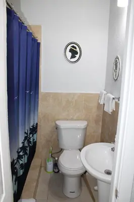 a bathroom with a toilet and a sink at Coral Gables Guest Studio in Miami