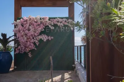 a bunch of pink flowers hanging on a fence at Amazing Studio Cozy at the Beach close to Mall in Hallandale Beach