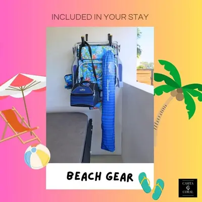 a room with a backpack and a beach gear at 2BR, Families, Pets, Medical Stays, Hot Tub in Miami