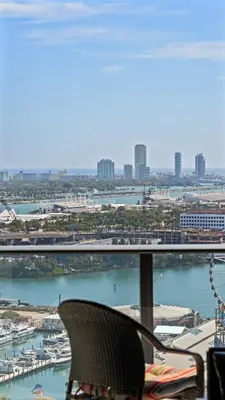 a view of a river with a city in the background at 2-Bedr Downtown Miami Condo Bay Views in Miami