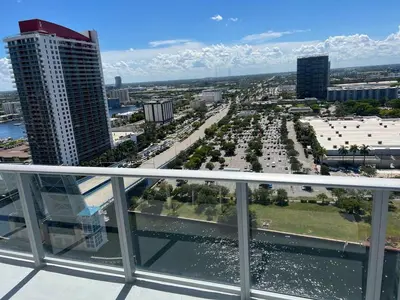 a view of a city from the balcony of a building at Best Apartment next to Hollywood Beach 2B 2B in Hollywood