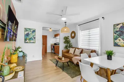a living room with a couch and a table at Miami 3BR Cruise Port Calle 8 Brickell South Beach in Miami