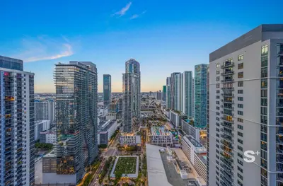an aerial view of a city with tall buildings at 1-BD Condo in DTW Miami - City Views in Miami