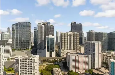 a view of a city skyline with tall buildings at Modern Brickell Luxe Apartment by Palermo Home Miami in Miami