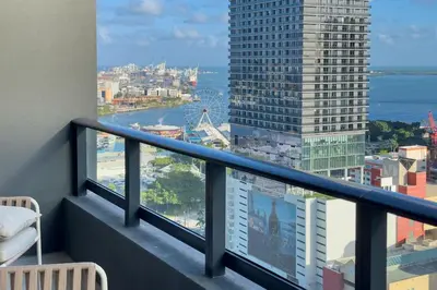 a balcony with a view of a city at 2414 Chic Stay in Miami Downtown with Bay and City Views a Pool and Gym in Miami