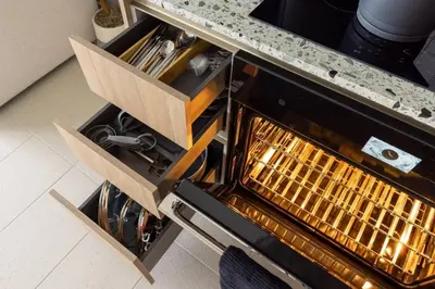 a kitchen with an oven with boxes in it at 3808 Apt Next to Kaseya Center with Pool a Spa and Gym in Miami