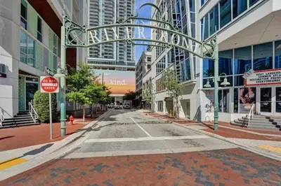 an empty street in a city with a do not enter sign at Eden Collection Studio Steps to Beach in Fort Lauderdale