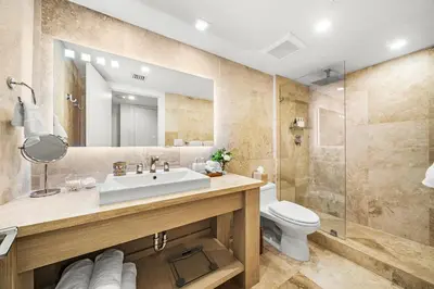 a bathroom with a sink and a toilet and a shower at Studio Residence at Roney -1128 in Miami Beach