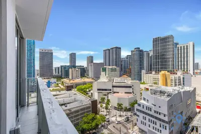 a view of a city skyline from a building at Beautiful 2BR Apartment with gym and Pool in Miami