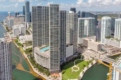 an aerial view of a city with tall buildings at Icon Brickell Gem 2-BR Oasis with Amazing Views in Miami