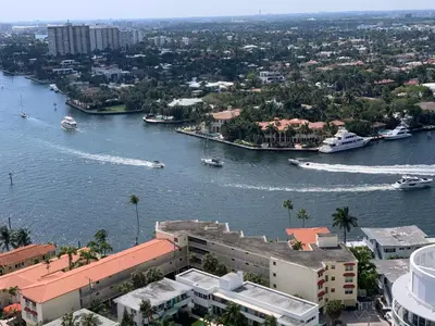 a view of a river with boats in the water at 23rd Floor W 2BR with Den, Ocean Views, Sleeps 8 in Fort Lauderdale
