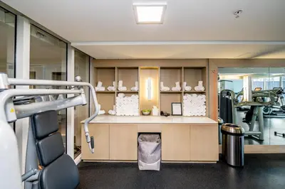 a room with a gym with a treadmill at 23rd Floor W 2BR with Den, Ocean Views, Sleeps 8 in Fort Lauderdale