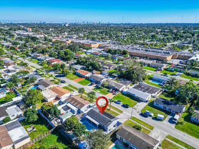 an aerial view of a suburb with a street sign at Relax & Fun Hollywood Private Pool | Arcade Game in Hollywood