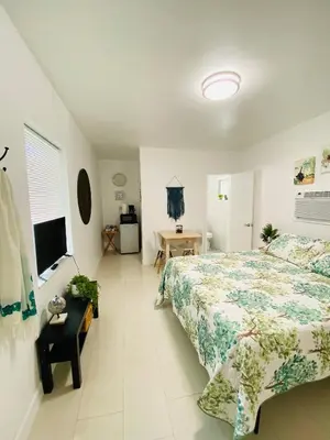 a bedroom with a bed and a television in it at Walk to Calle 8 - Authentic Cuban Experience in Miami